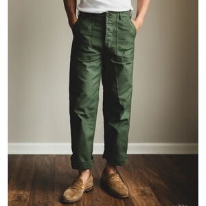 ORSLOW Regular Fit Fatigue Pants Army Green Mens Military Pockets Sz US XL